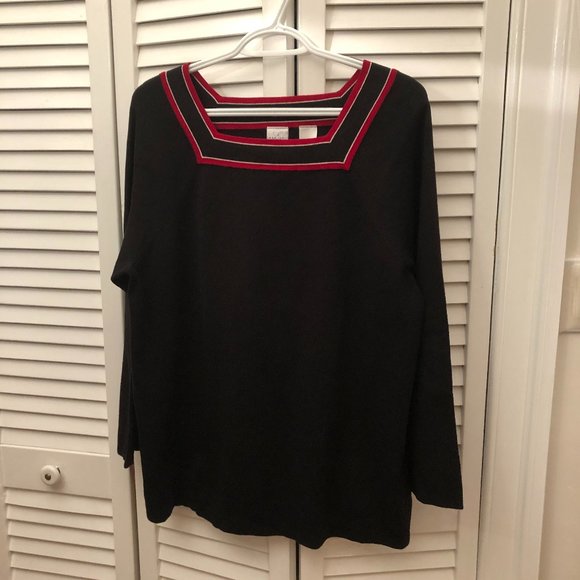 Emma James Sweaters - Emma James black and red long sleeve knit tshirt, size 2X